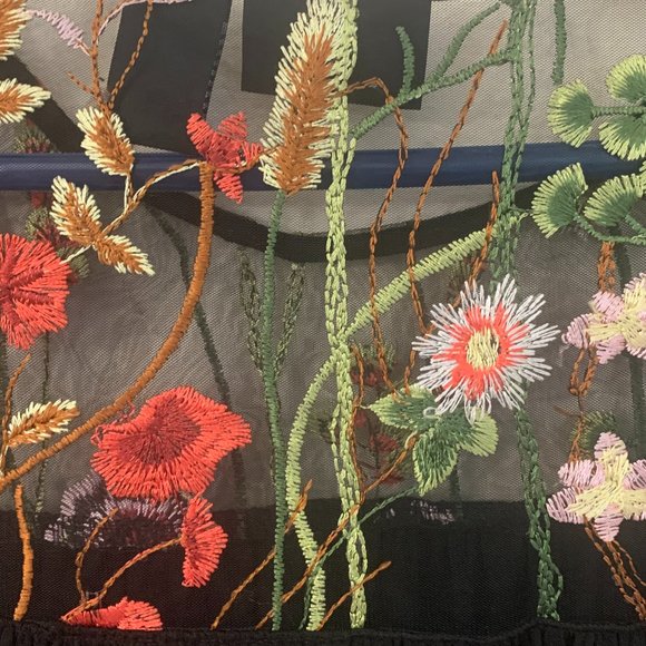 Liz Claiborne Black Embroidered Sheer Top - Picture 5 of 7